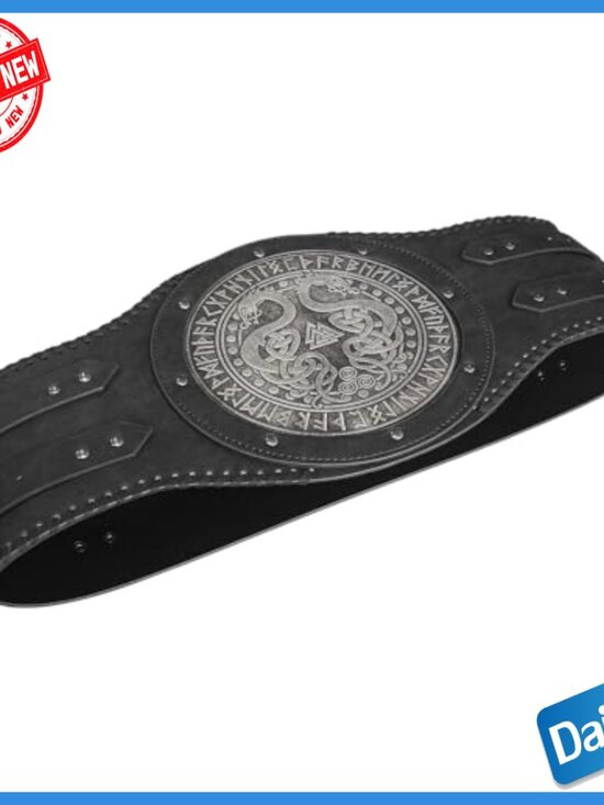 Viking Embossed Double Dragon Faux Leather Wide Belt Waist Armor